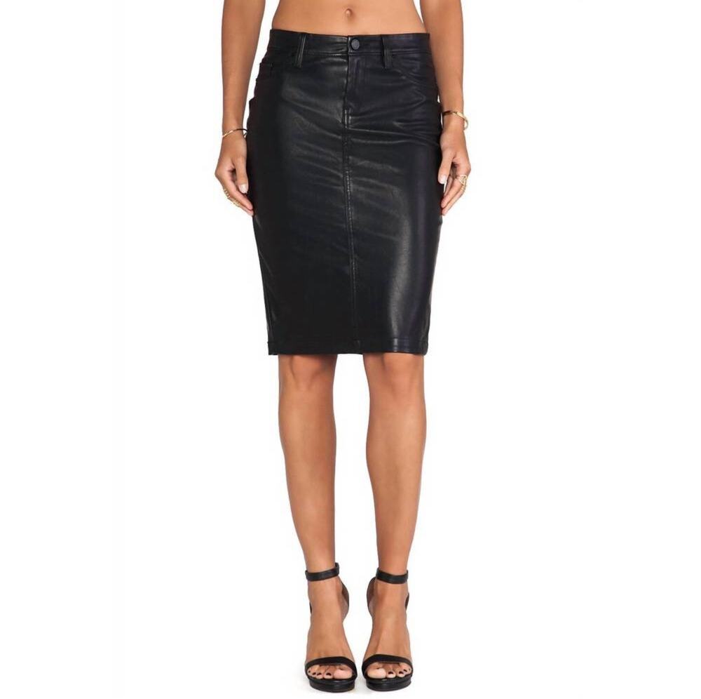 Blank NYC Skirt Size 28 NWT Faux Leather Pussycat Blck Knee Length Vegan Pencil